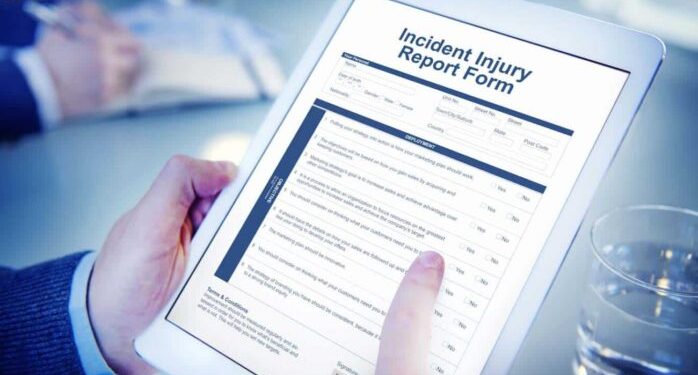 Incident Injury Report Form Document Concept